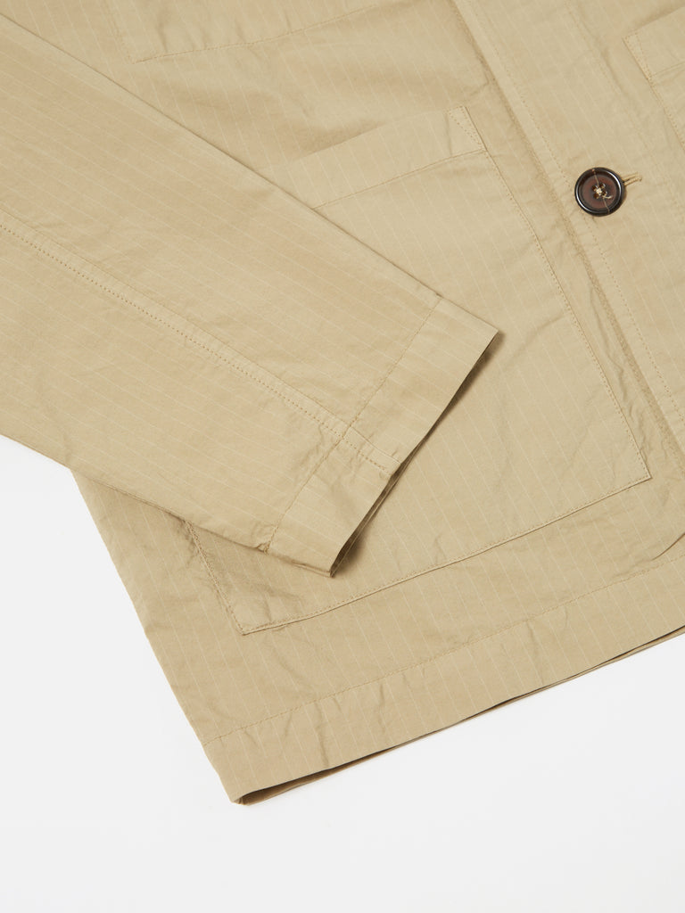 Universal Works Coverall Jacket in Summer Oak Nearly Pinstripe
