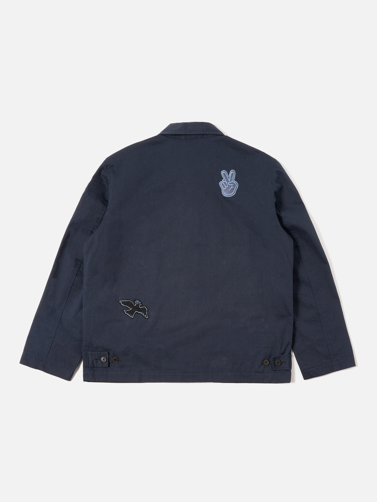 Universal Works Drizzler Jacket in Navy Twill/Badges