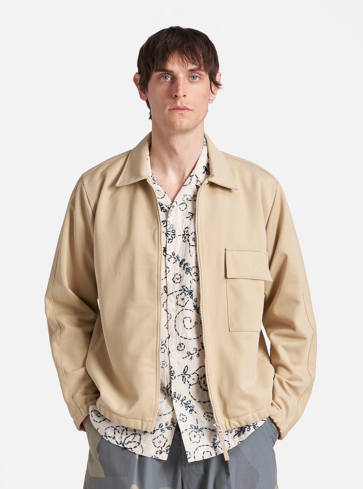 Universal Works Denis Track Top in Sand Recycled Poly Organic Cotton