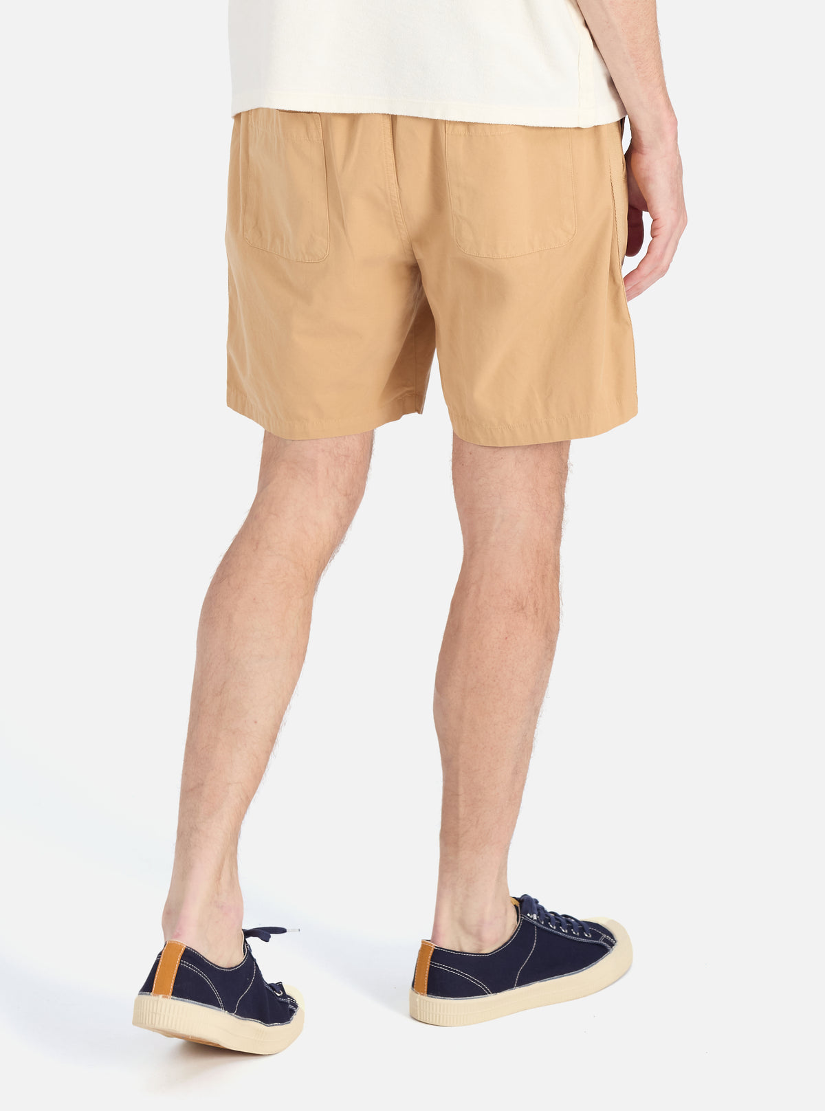 Universal Works Beach Short in Dark Sand Summer Canvas