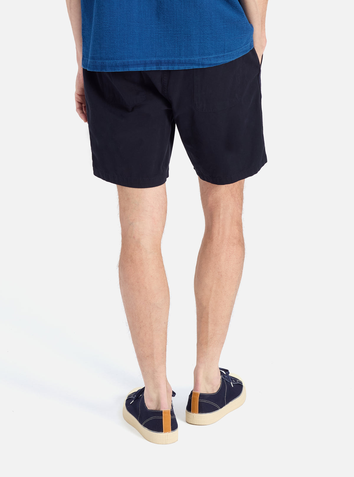 Universal Works Beach Short in Navy Summer Canvas