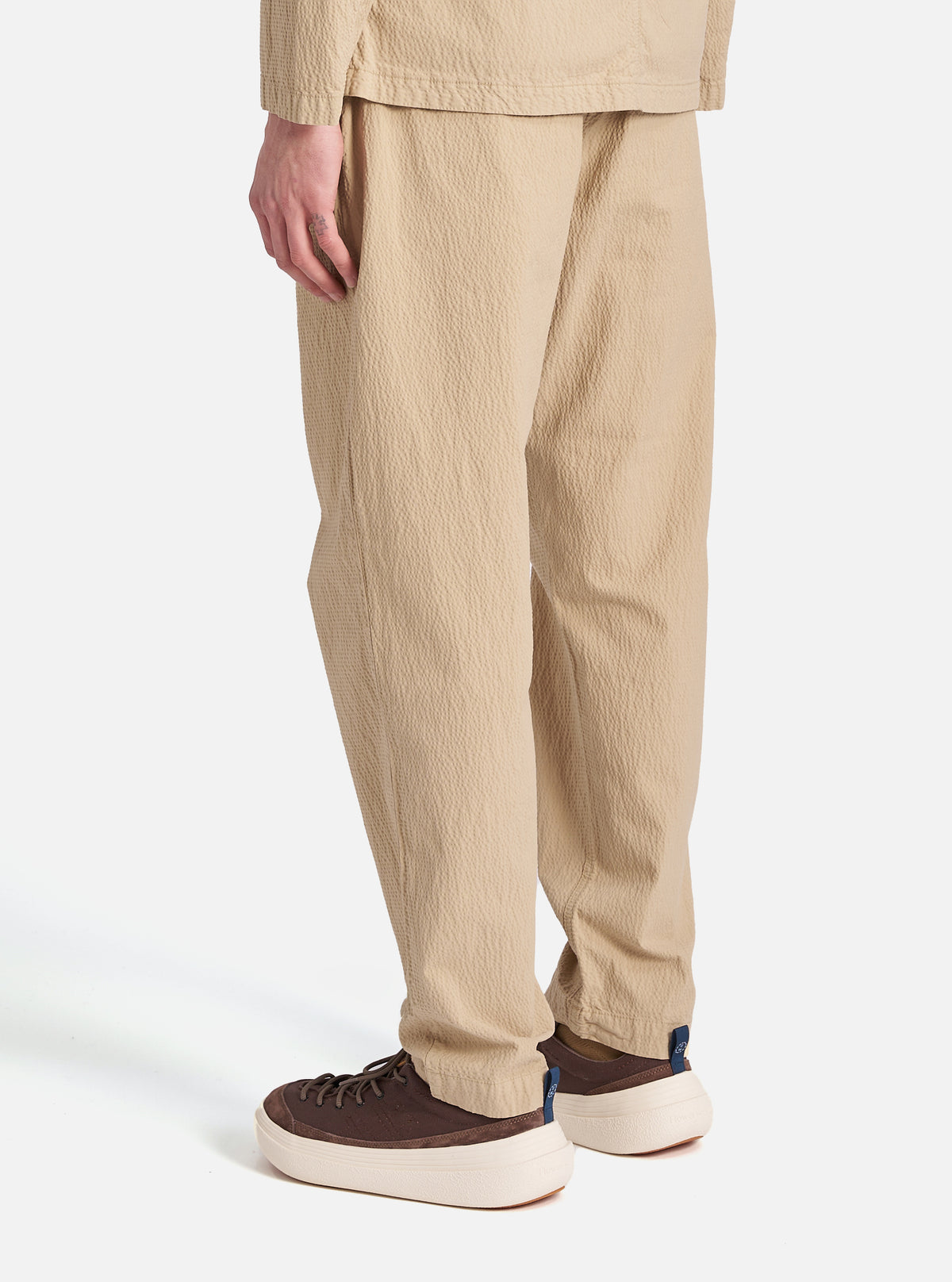 Universal Works Military Chino in Sand Seersucker II