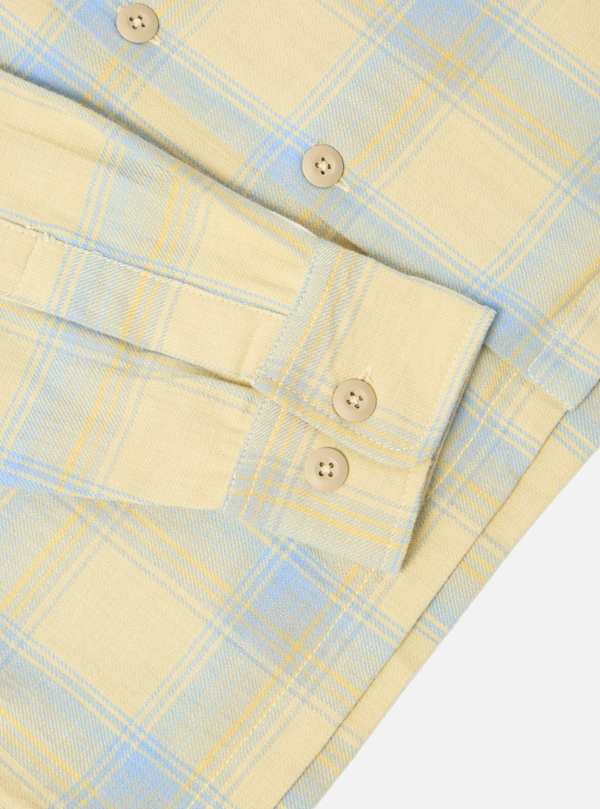Yellow/Blue Cotton Plaid Fatigue Shirt