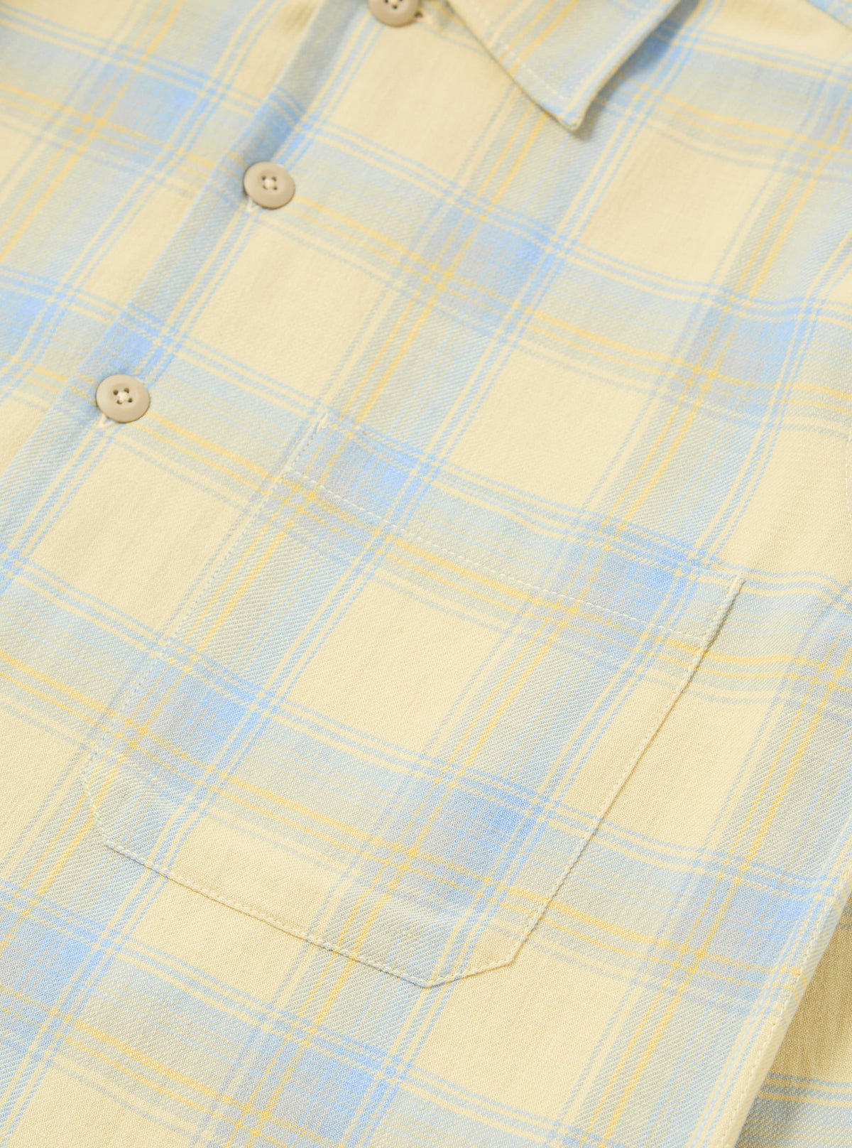 Yellow/Blue Cotton Plaid Fatigue Shirt