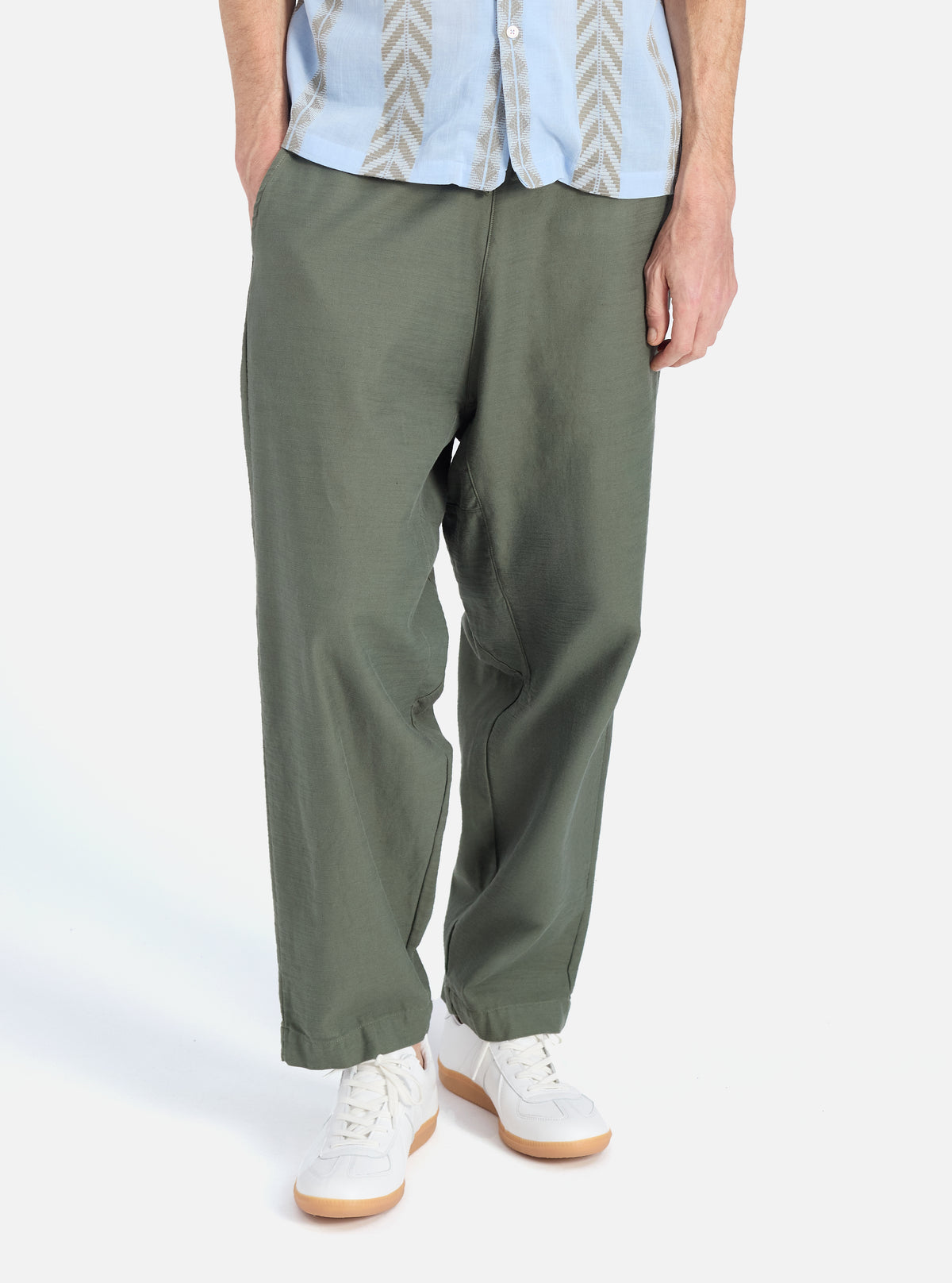 Universal Works Braga Pant in Olive Slub Sateen