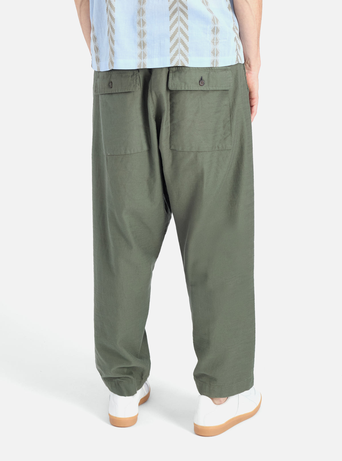 Universal Works Braga Pant in Olive Slub Sateen