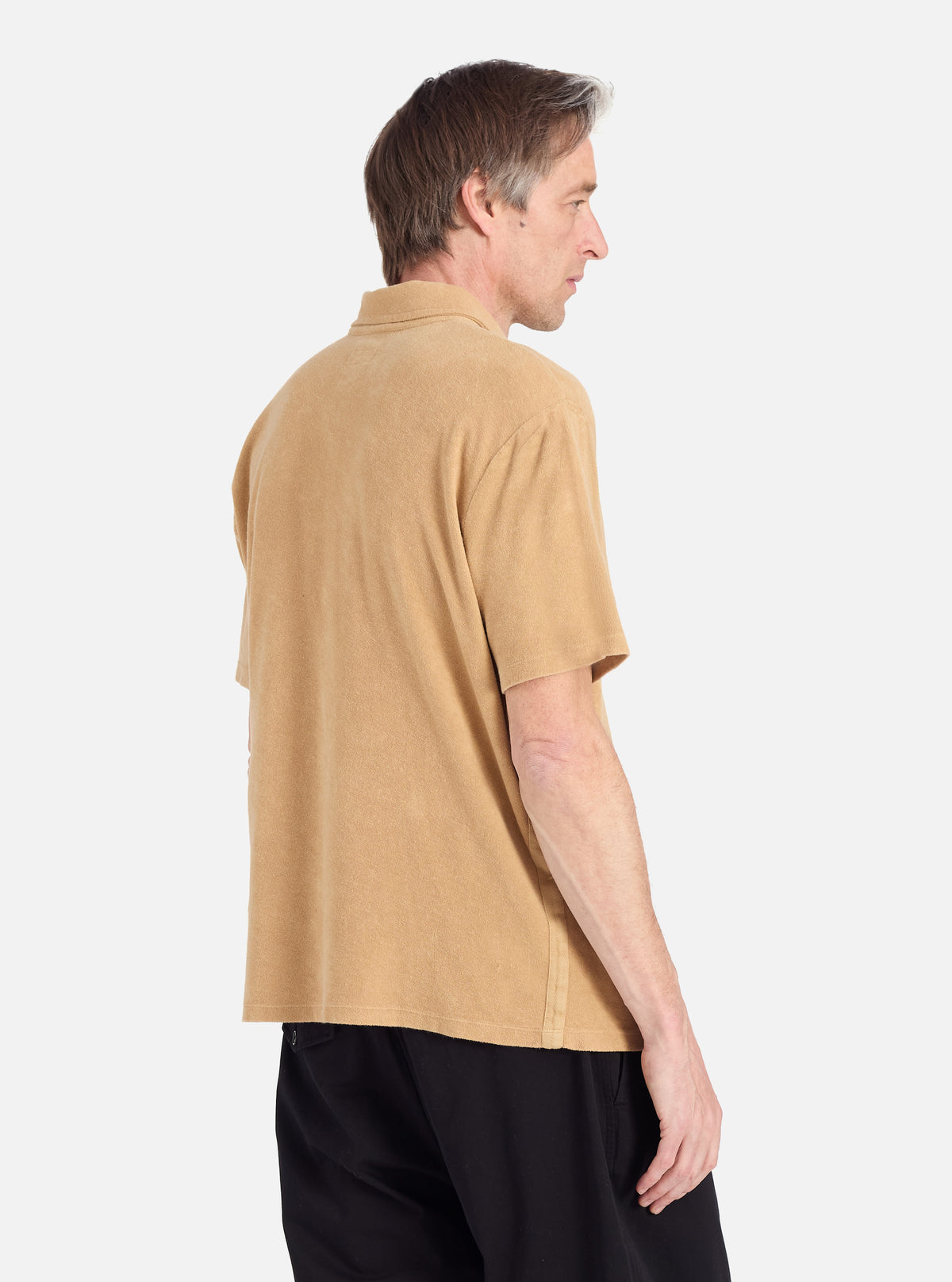 Universal Works Newlyn Polo in Sand Light Weight Terry
