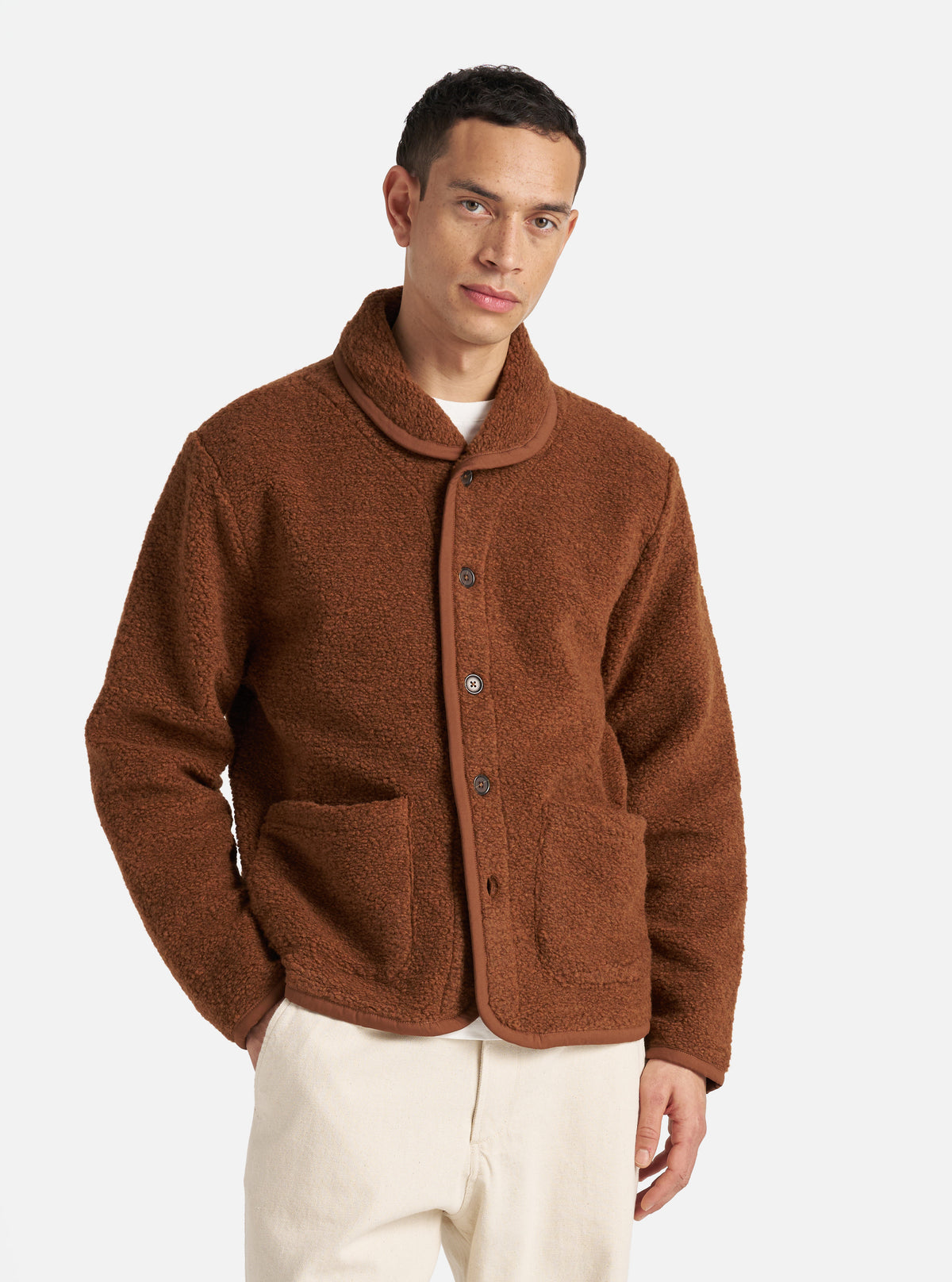 Universal Works Lancaster Jacket in Brown Alvar Fleece