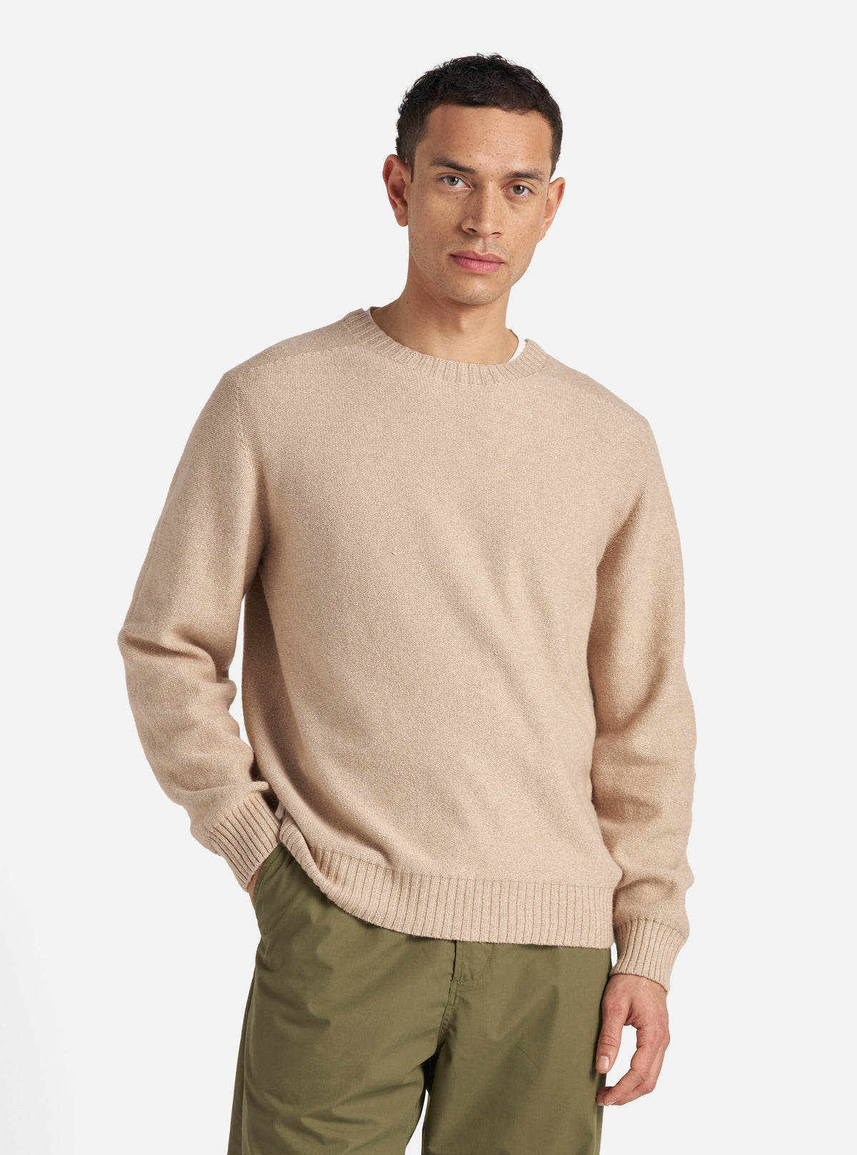 Universal Works Seamless Crew in Sand Coast Knit