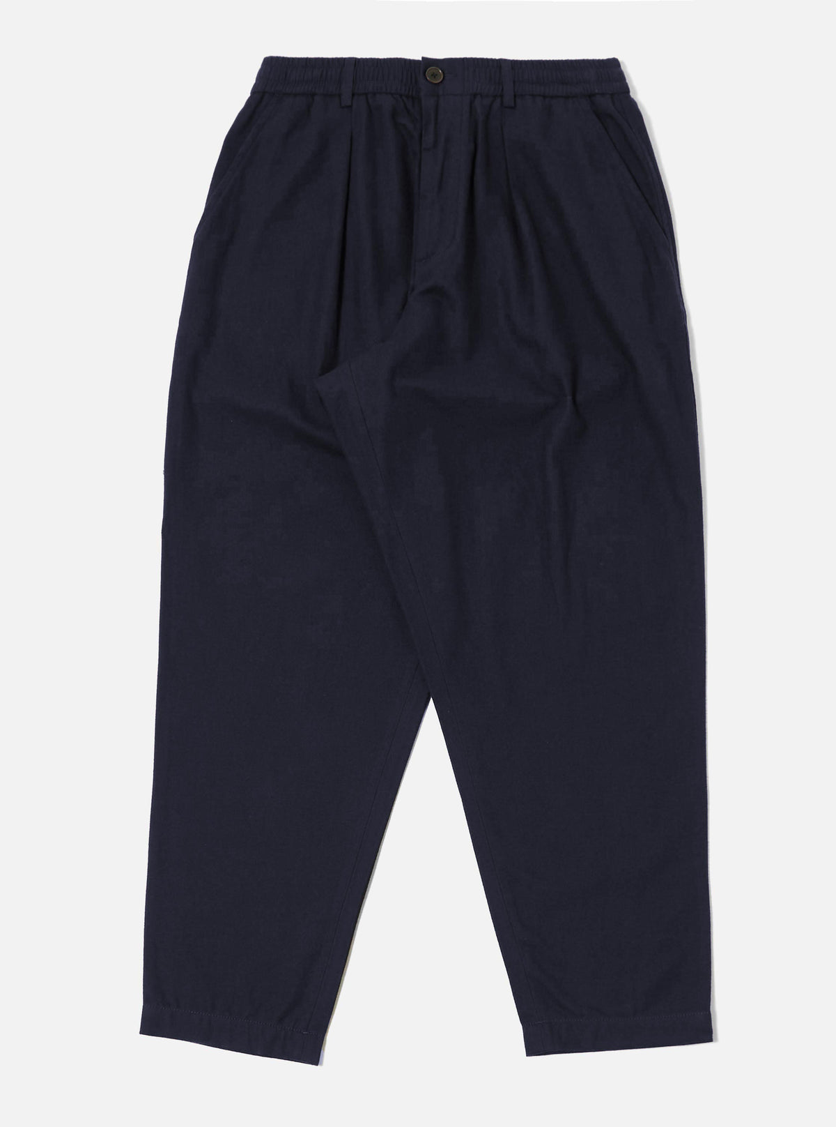 Navy Brushed Moleskin Pleated Track Pant