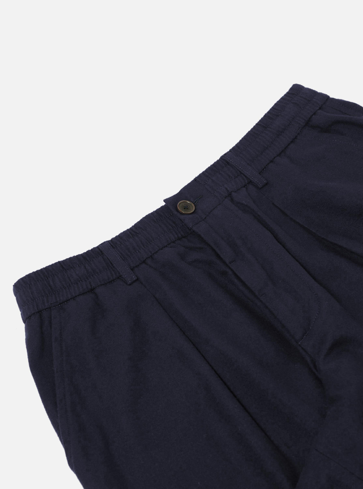 Navy Brushed Moleskin Pleated Track Pant