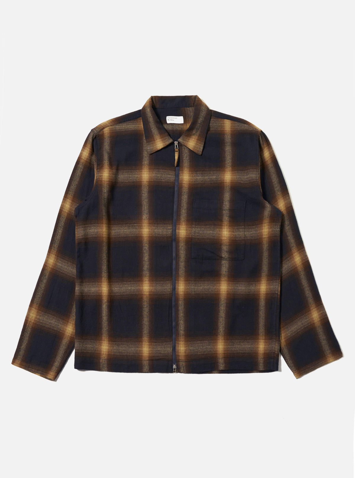 Navy Canyon Check Zip Shirt