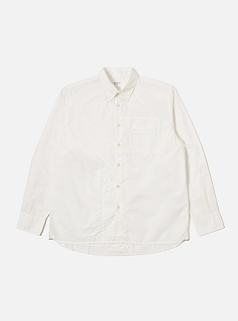 White Poplin Patched Lazy Day Shirt