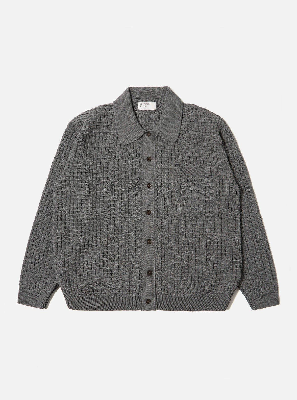 Grey Textured Merino Knit Charlie Cardigan