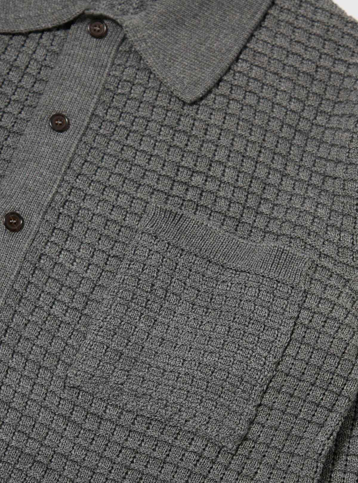 Grey Textured Merino Knit Charlie Cardigan