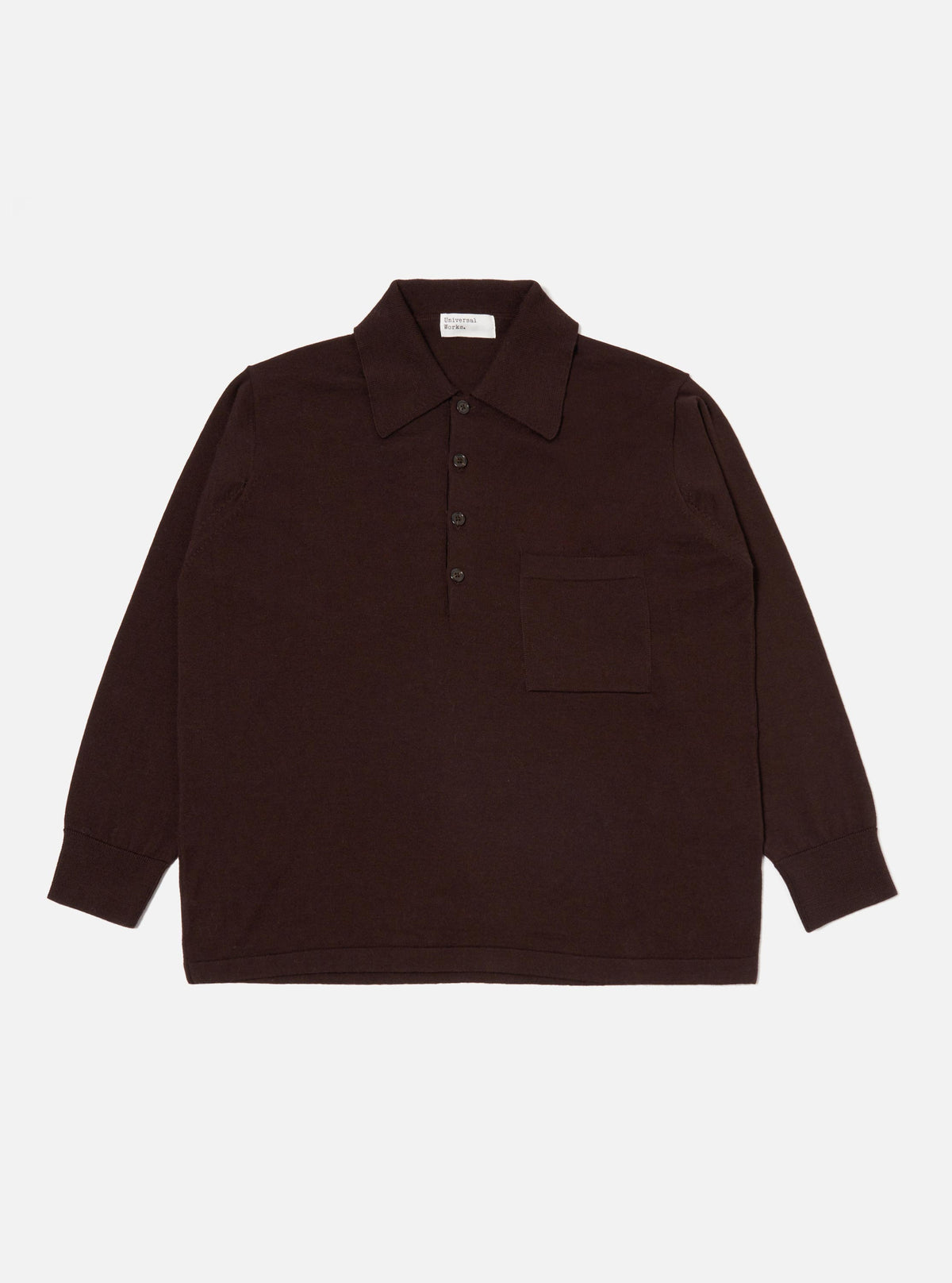 Brown Merino L/S Pullover Knit Shirt