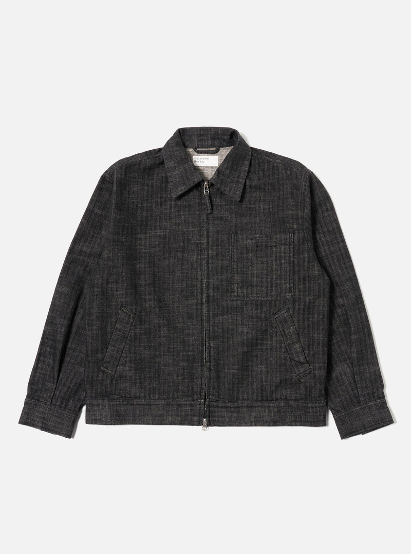 Black Cotton Denim Rose Bowl Jacket