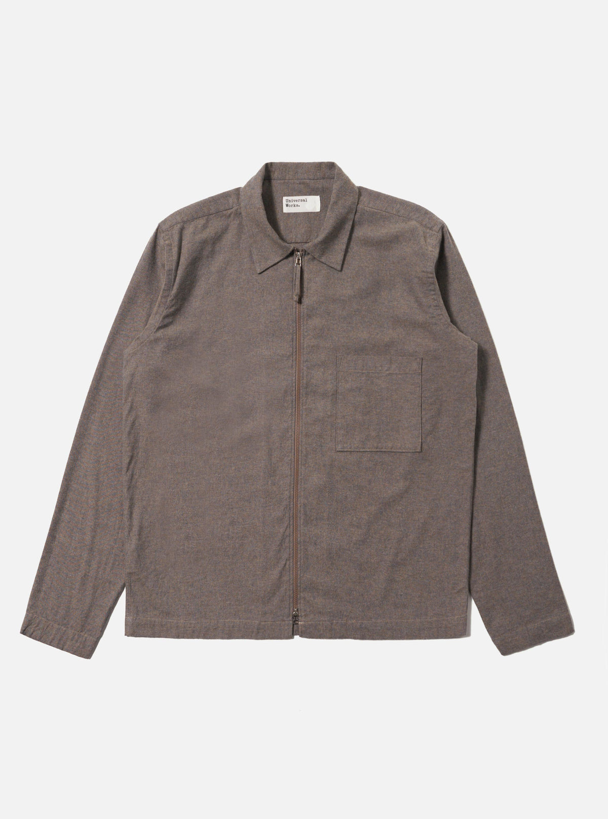 Brown Brushed Flannel Zip Shirt