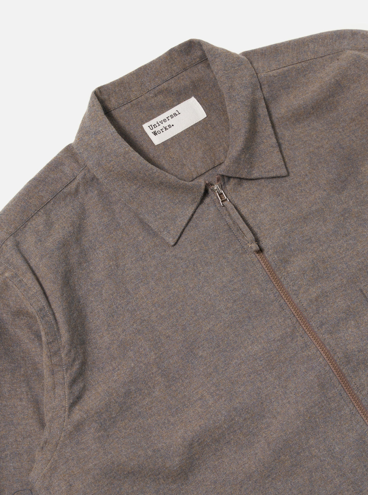 Brown Brushed Flannel Zip Shirt