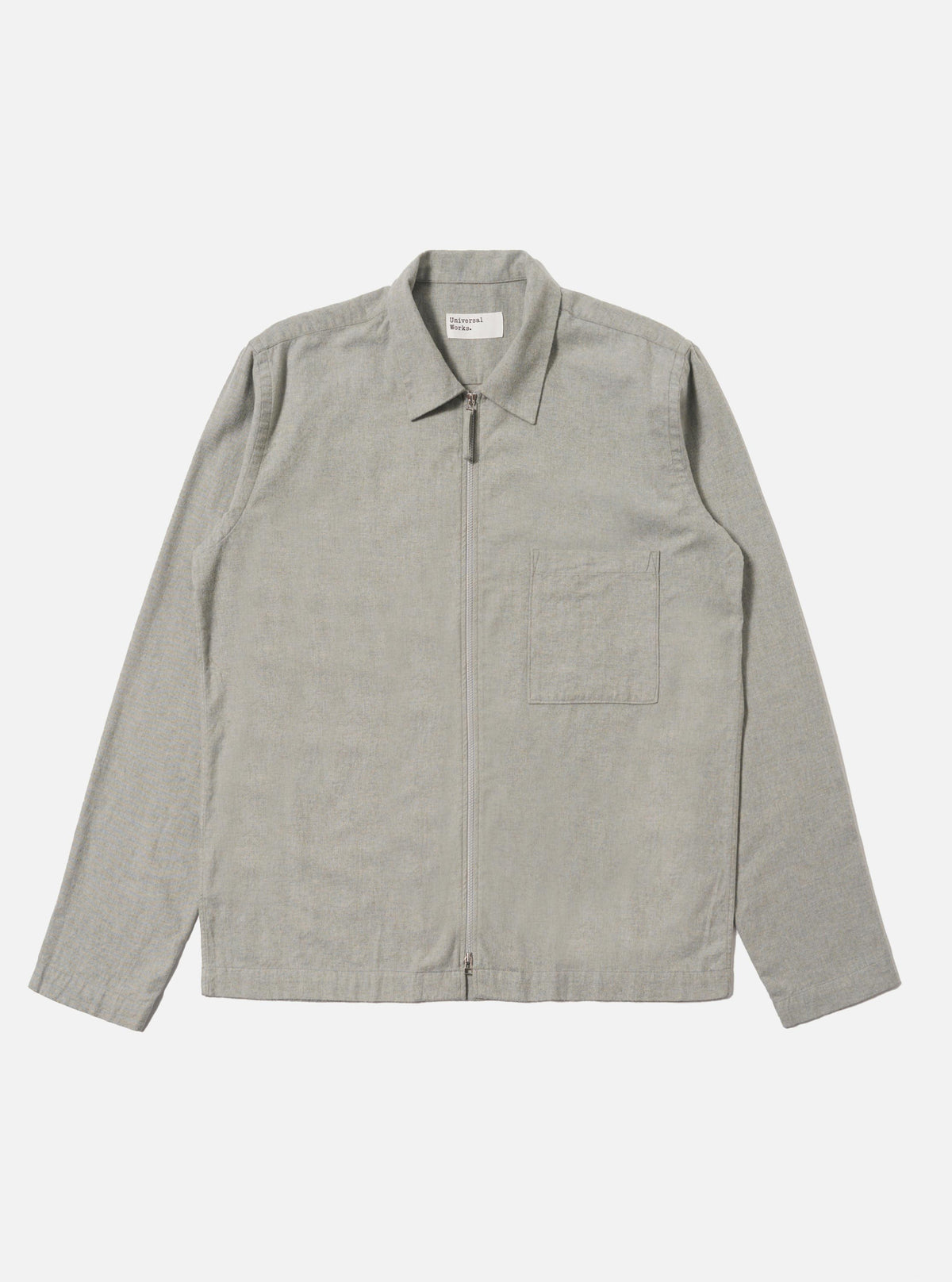 Grey Brushed Flannel Zip Shirt