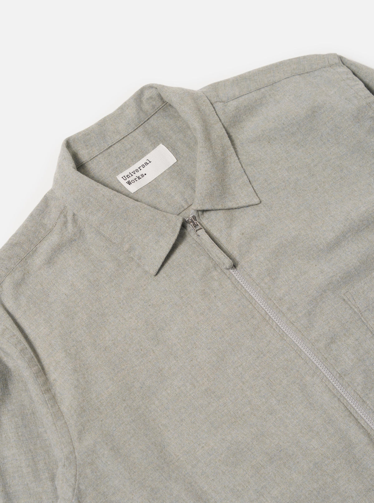 Grey Brushed Flannel Zip Shirt