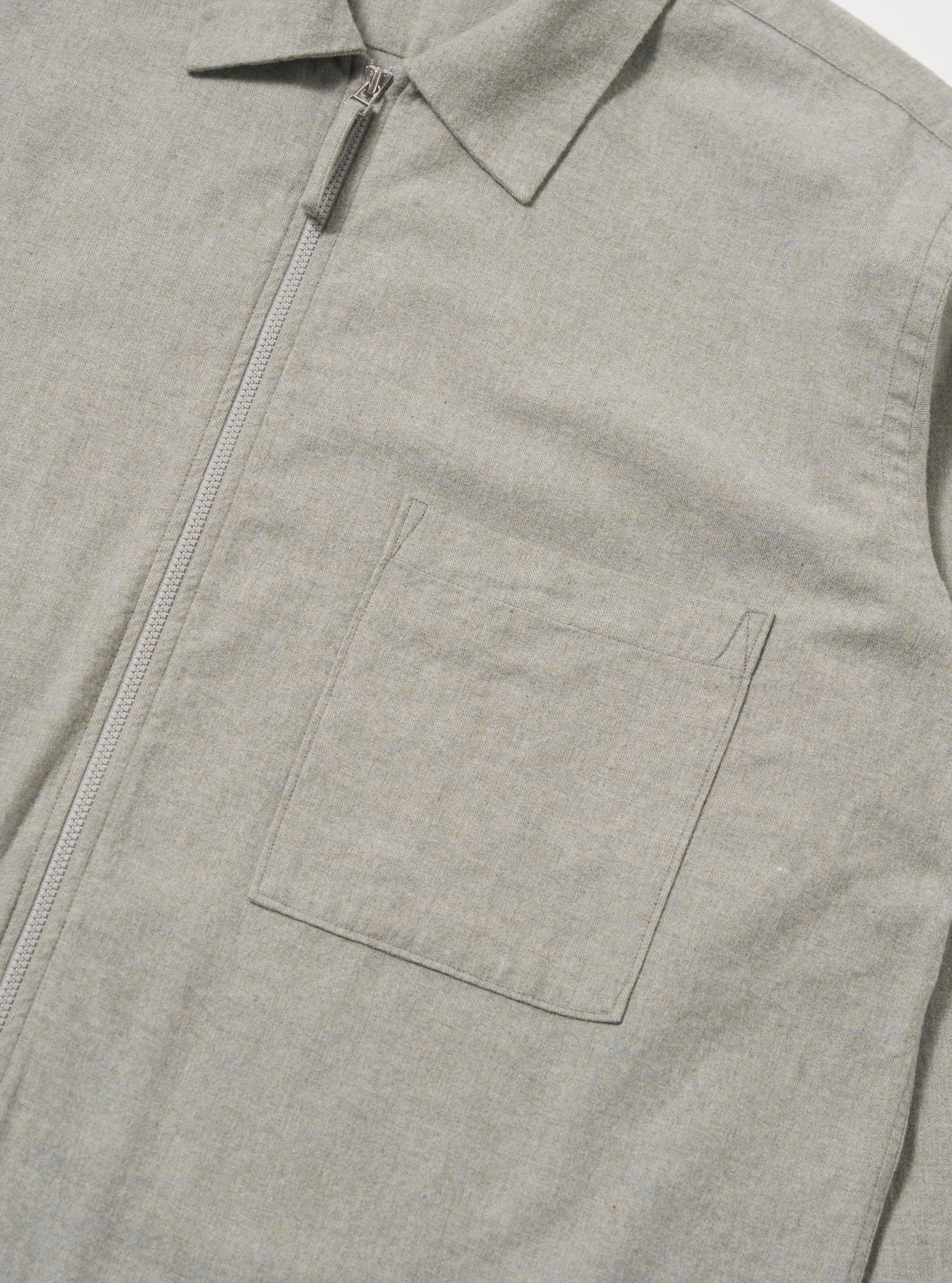 Grey Brushed Flannel Zip Shirt