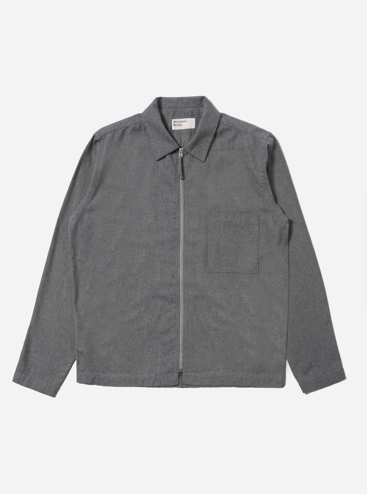 Navy Brushed Flannel Zip Shirt