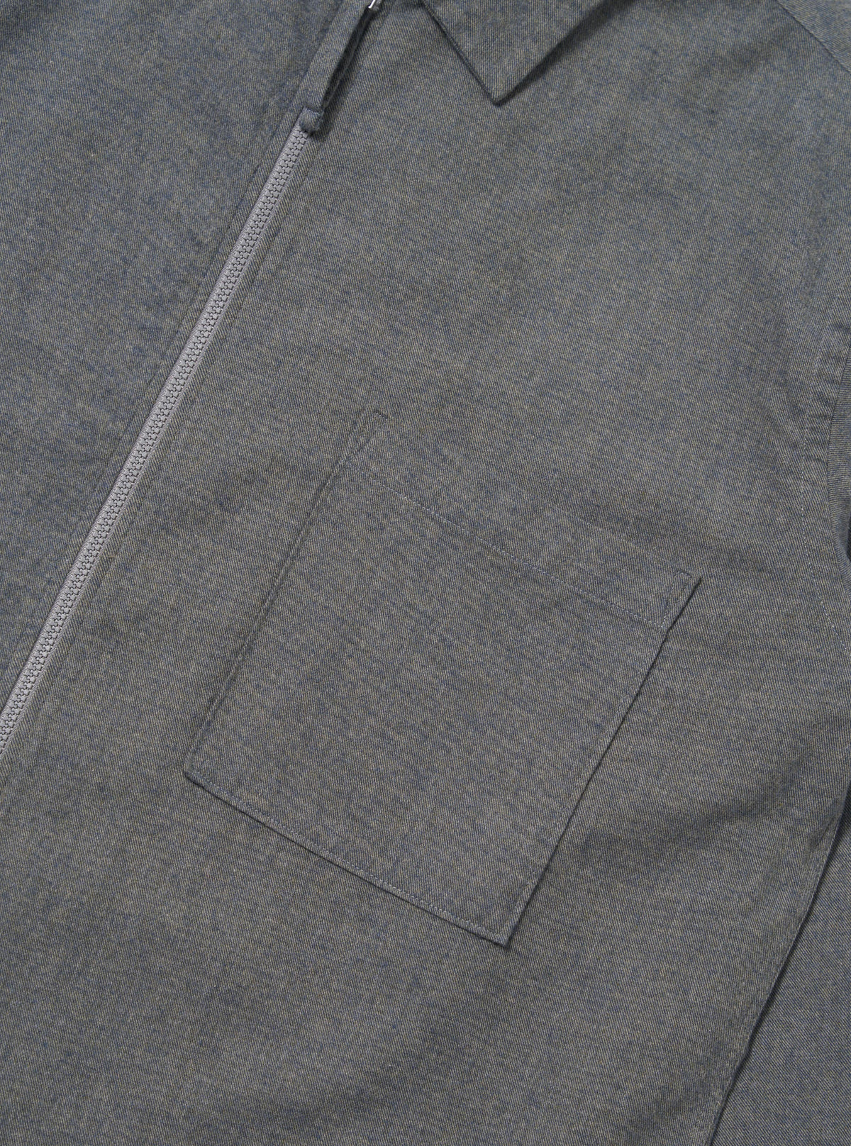 Navy Brushed Flannel Zip Shirt