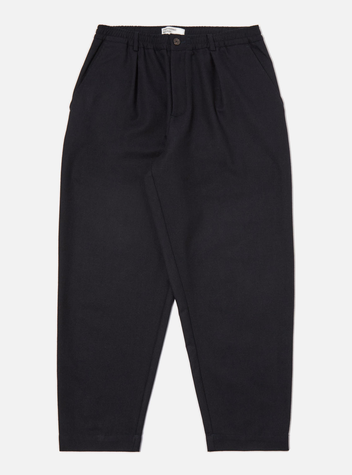 Dark Navy Upcycled Italian Tweed Pleated Track Pant