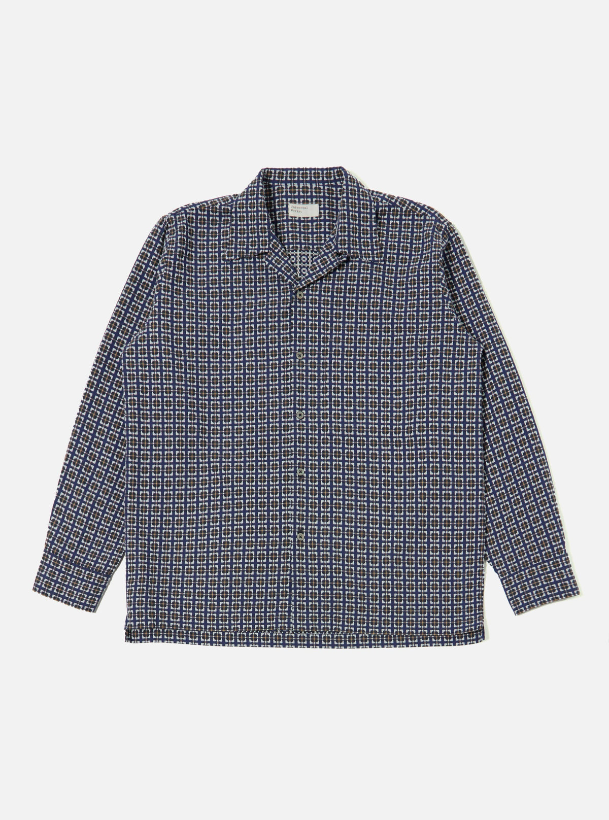 Navy Oscar Cotton L/S Camp Shirt