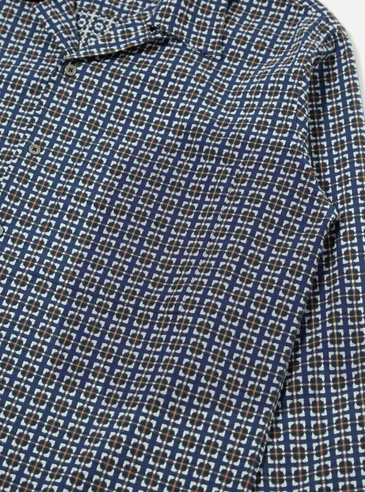 Navy Oscar Cotton L/S Camp Shirt