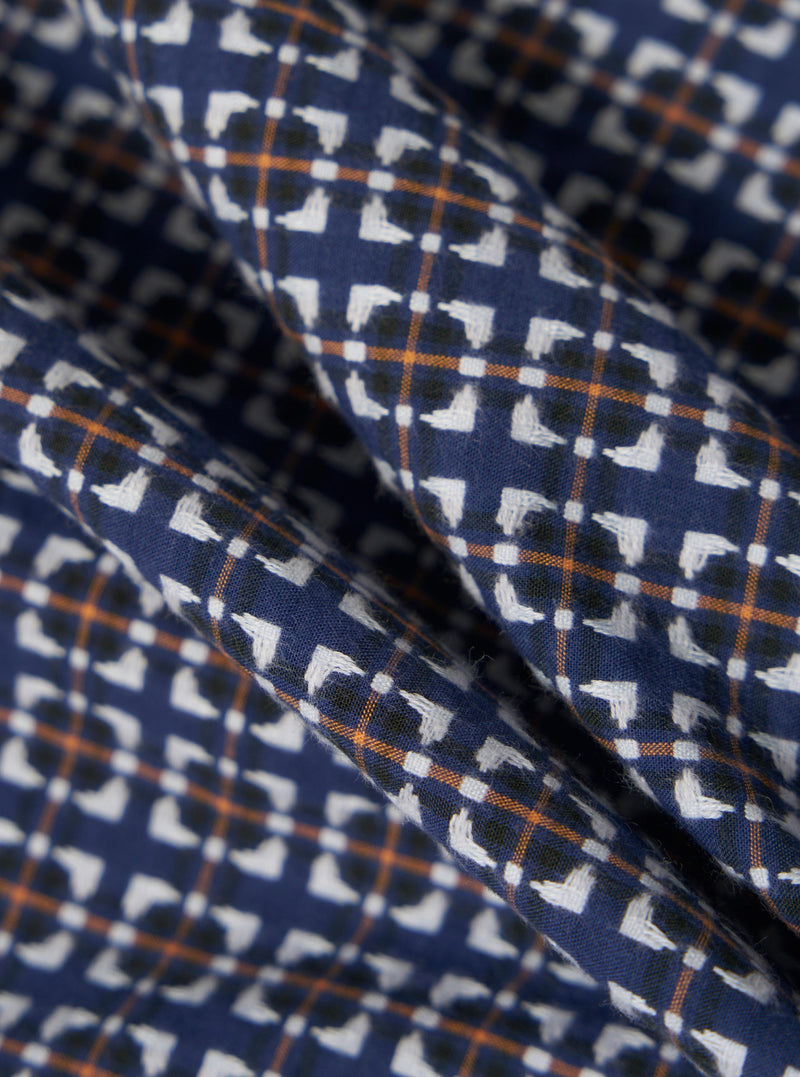 Navy Oscar Cotton Zip Shirt