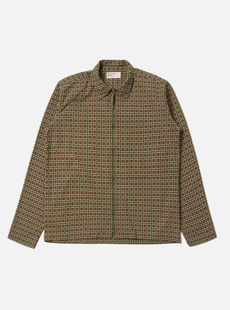 Olive Oscar Cotton Zip Shirt