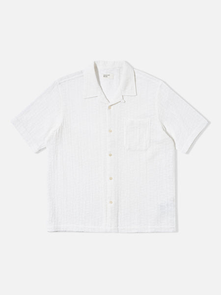 Universal Works Road Shirt in White Bobble Cotton