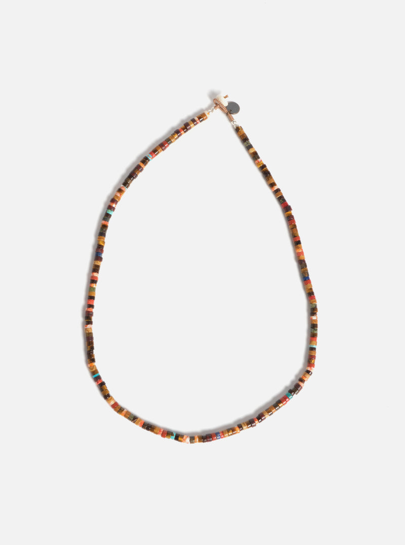 Mikia Heishi Beads Necklace in Brown Multi Jasper/Spone Coral/Yellow Tiger Eye