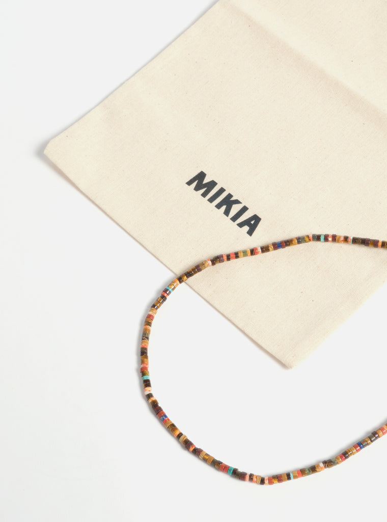Mikia Heishi Beads Necklace in Brown Multi Jasper/Spone Coral/Yellow Tiger Eye