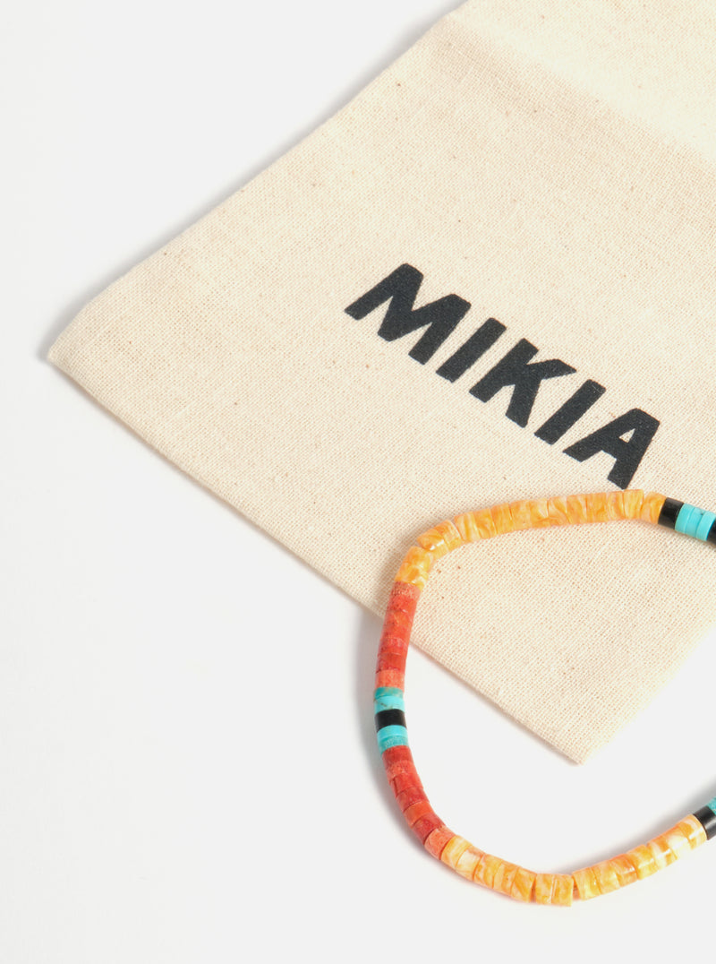 Mikia Heishi Beads Bracelet in Spiny Oyster/Sponge Coral/Turquoise