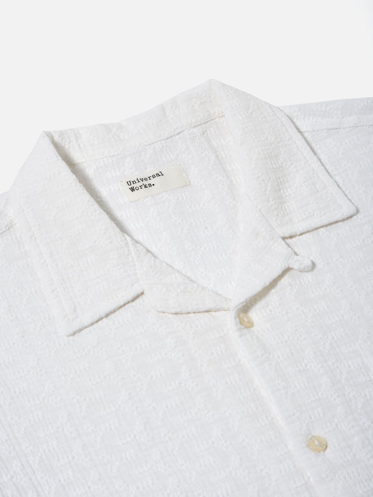 Universal Works Road Shirt in White Bobble Cotton