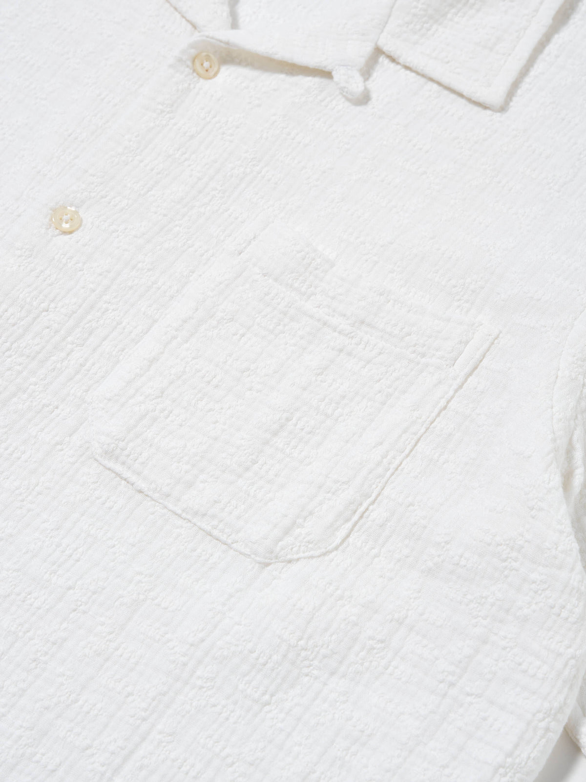 Universal Works Road Shirt in White Bobble Cotton