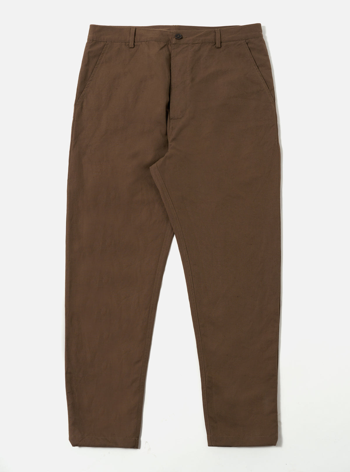 Universal Works Military Chino in Khaki Linen Slub Weave