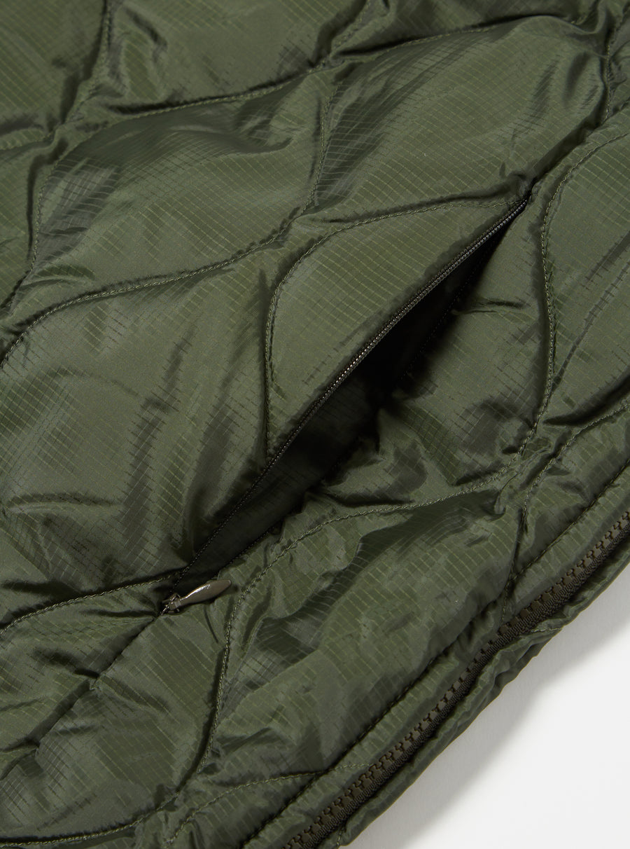 Taion by F/CE. Packable Inner Down Jacket in Olive Nylon Ripstop/Duck Down