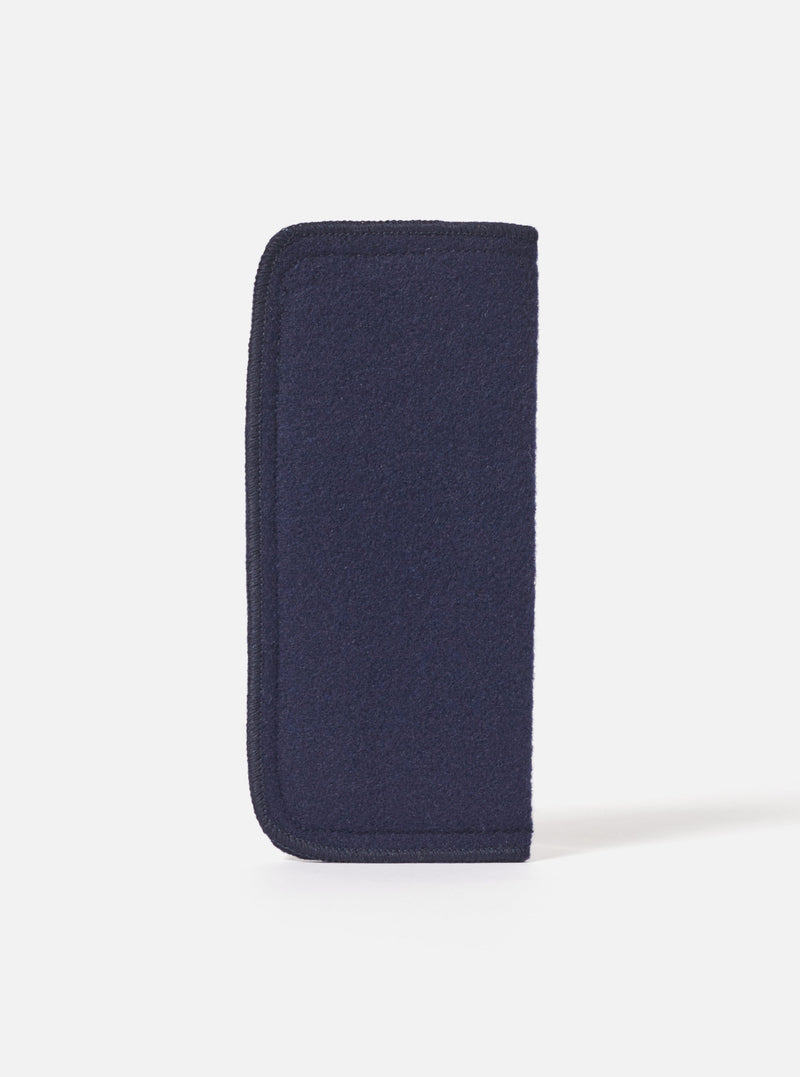 Navy Melton Large Glasses Case
