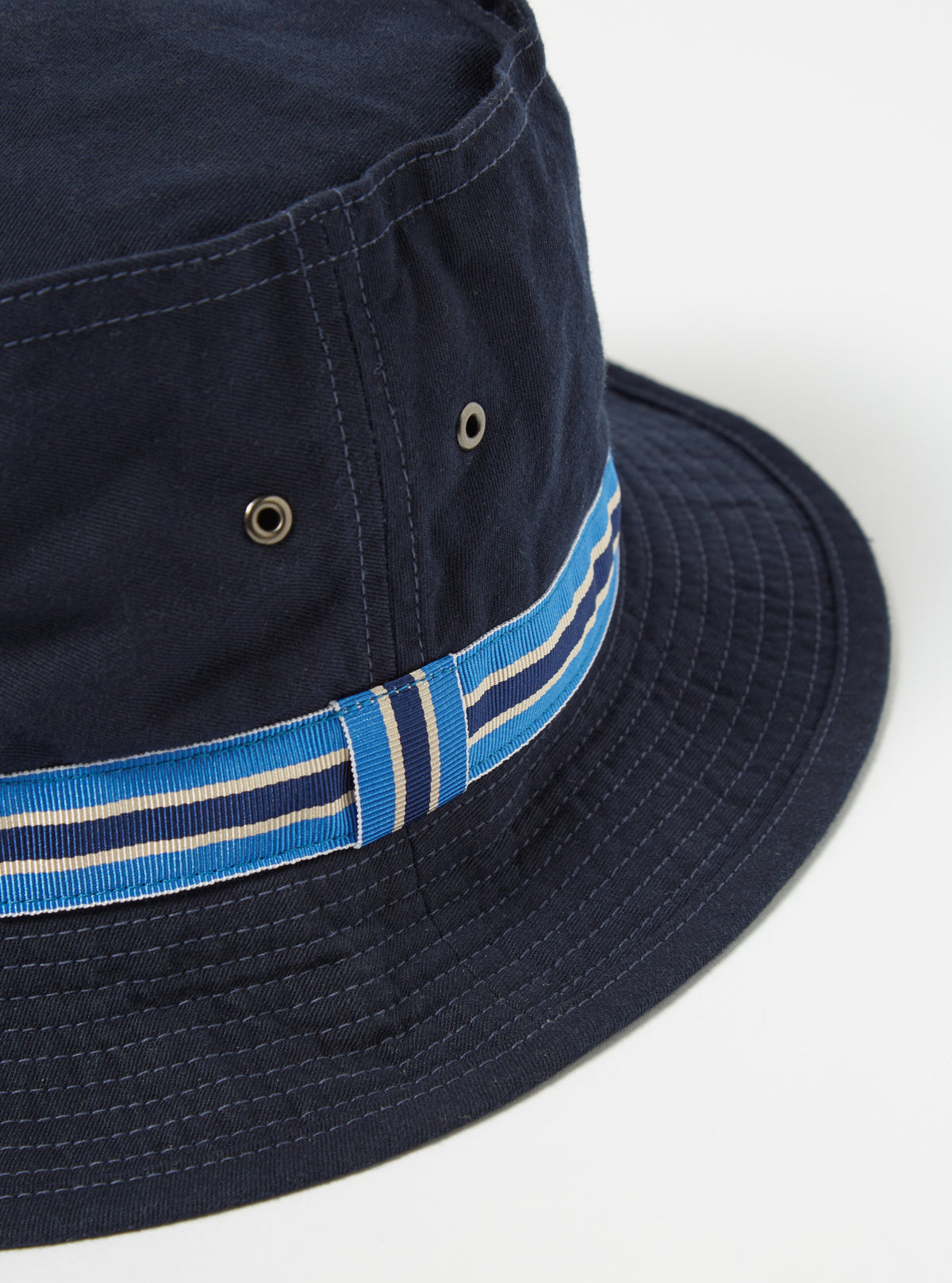 cableami® Loose Light Pork Pie Hat in Navy Chino Cotton