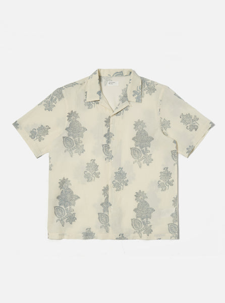 Universal Works Road Trip Shirt in Ecru Block Flower