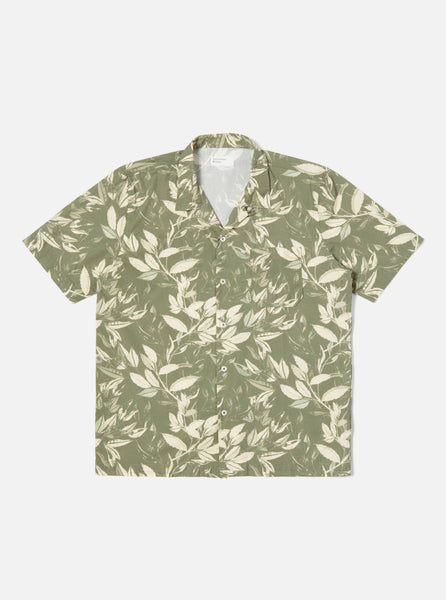 Universal Works Road Shirt in Olive Organic Jungle Print