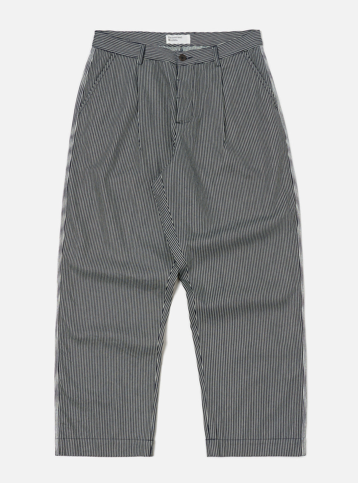 Universal Works Duke Pant in Indigo Hickory Stripe Denim
