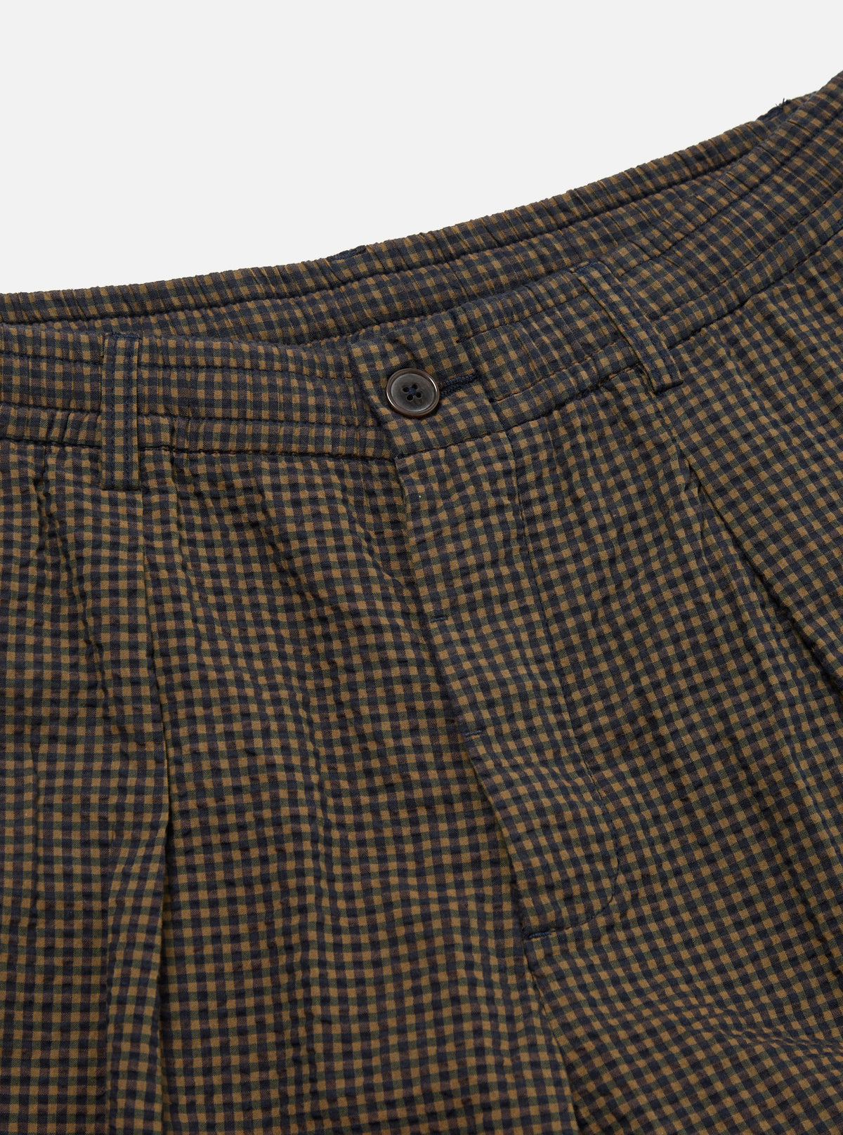 Navy Japanese Seersucker Pleated Track Short