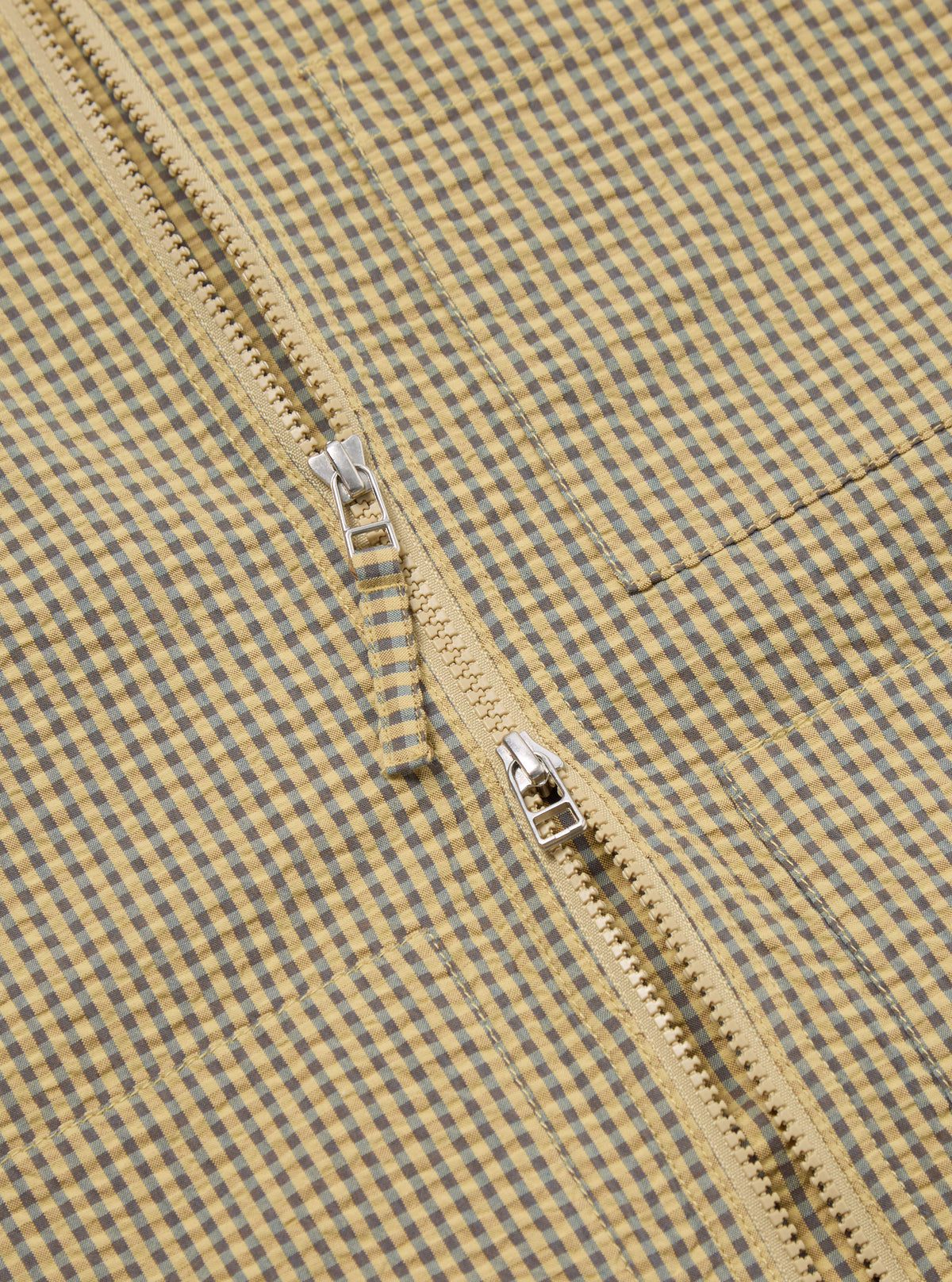 Universal Works Zip Uniform Jacket in Yellow Japanese Seersucker