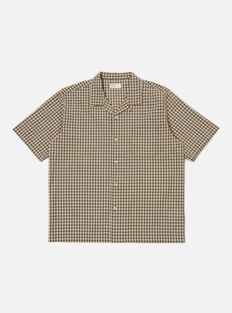 Universal Works Road Shirt in Olive Dobby Check
