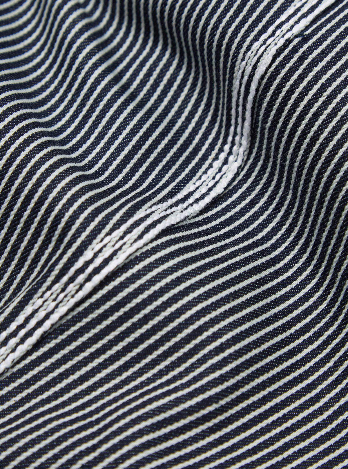 Universal Works Pleated Track Pant in Indigo Hickory Stripe Denim